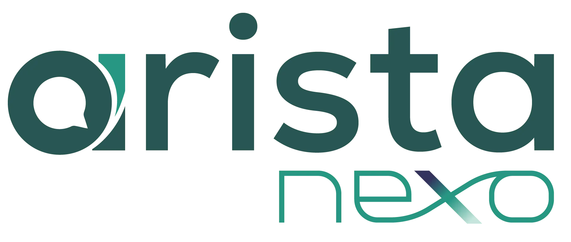 Logotipo de Arista Nexo con diseño tipográfico en verde azulado y degradado, sobre fondo transparente